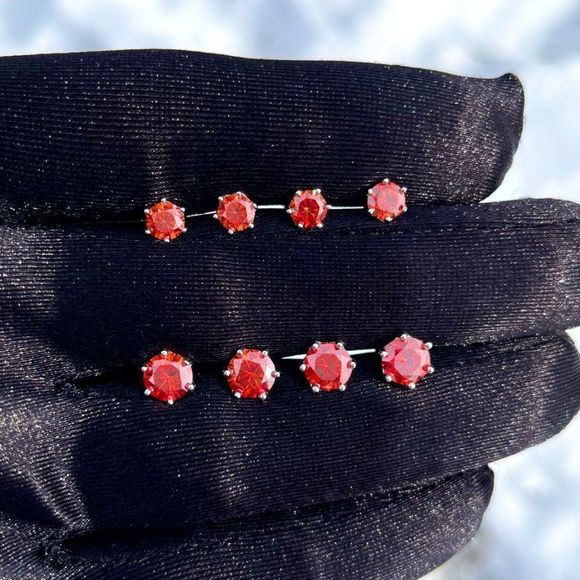 2.0ct Orange Moissanite Diamond 6 Prong Earrings for Women 925 Sterling Silver - Picture 8 of 10